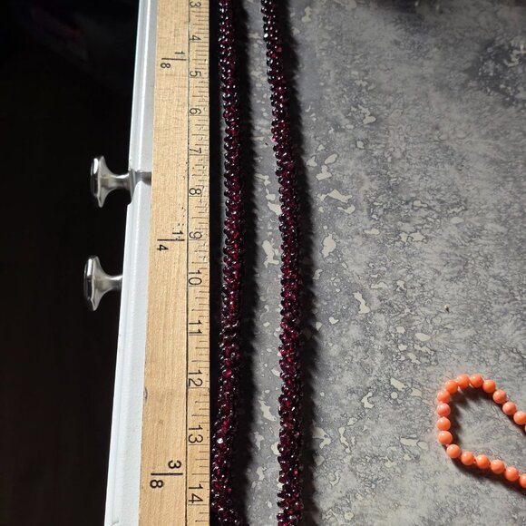 Black Cherry Garnet Beaded Long Necklace 30" 119 Grams - Picture 10 of 15